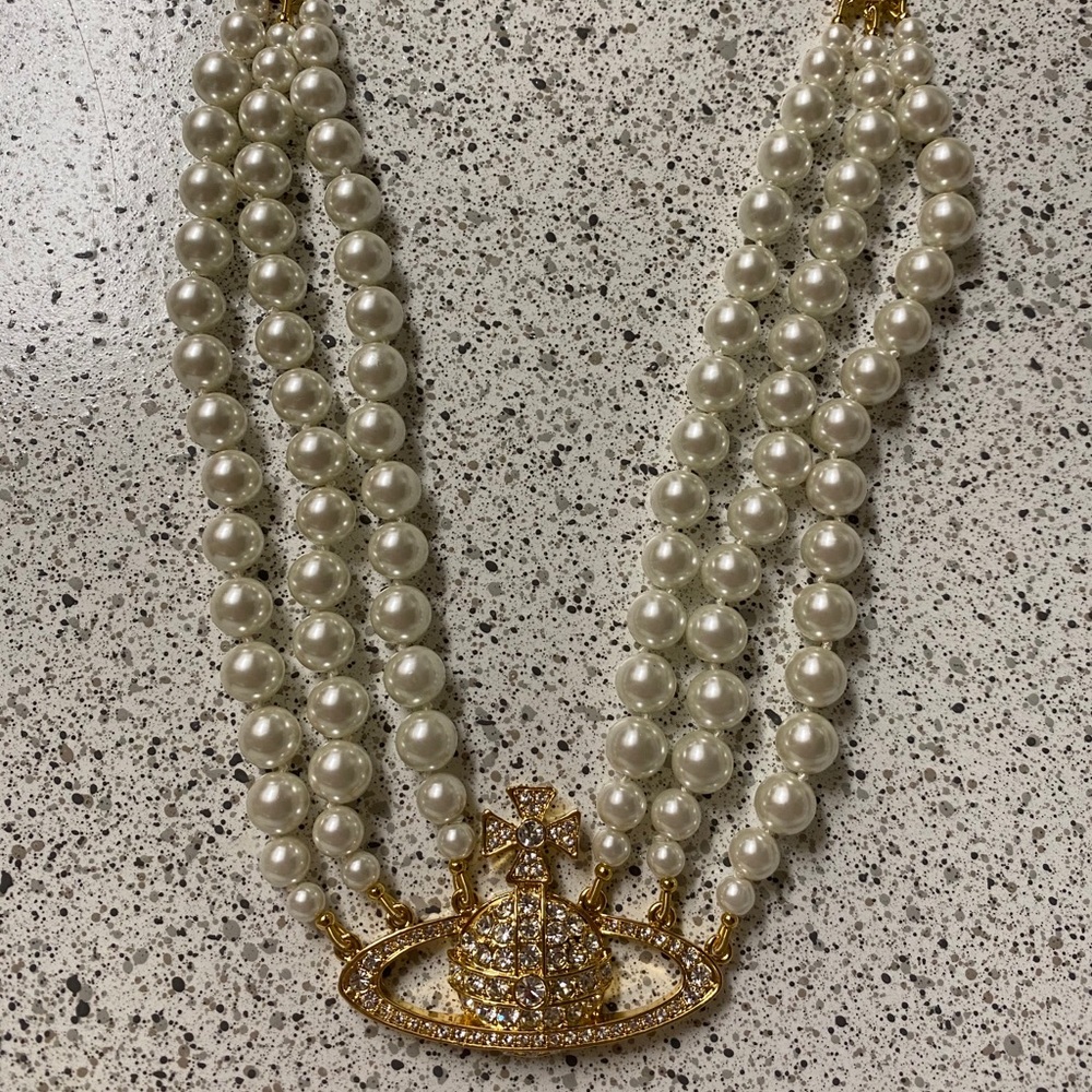 Vivienne Westwood Gold Triple Pearl Necklace